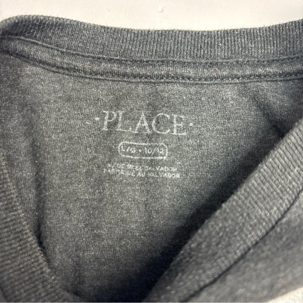 The Childrens Place Boys Large 10 12 T-Shirt Gray Baseball Short Sleeve Cotton